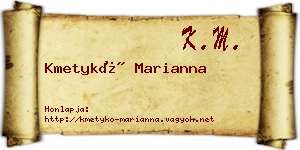 Kmetykó Marianna névjegykártya